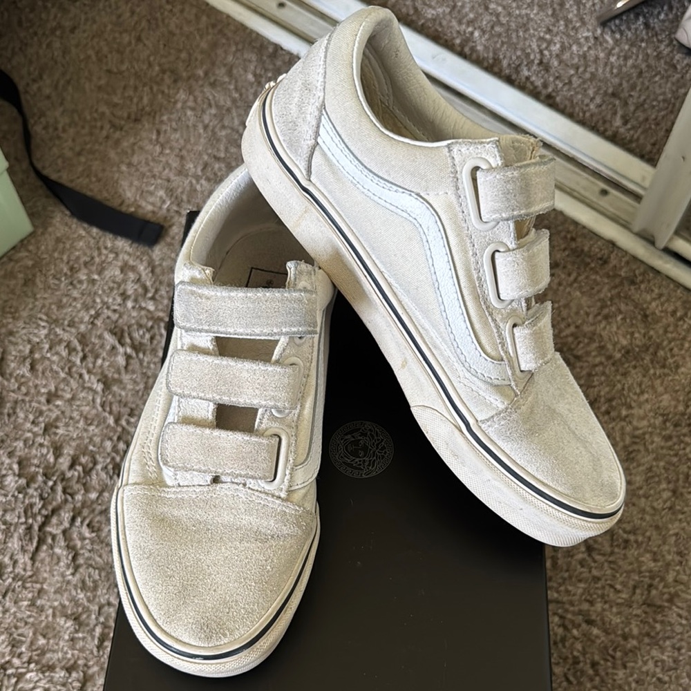 Kids White Velcro Sneakers